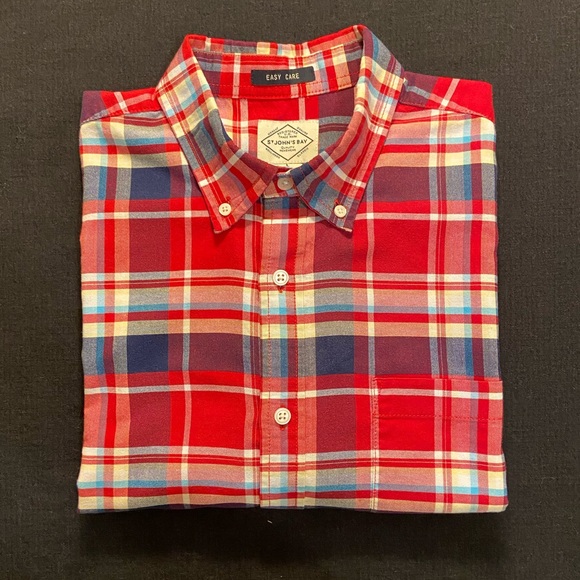 St. John's Bay Shirts Mens St Johns Bay Plaid Short Sleeves Button